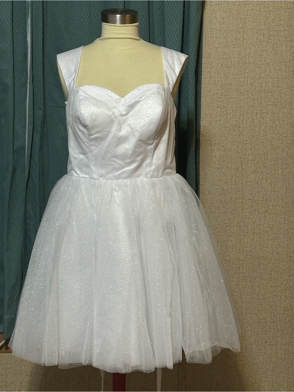 Sparkly White Tulle short wedding Dress